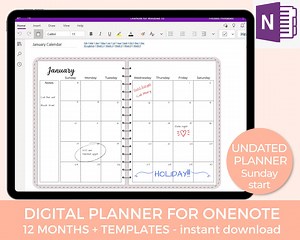 Onenote Digital Planner, Digital Notebook, One Note, Minimalist Planner, Digital Planning, Android, Undated Planner, iPad Planner - Etsy