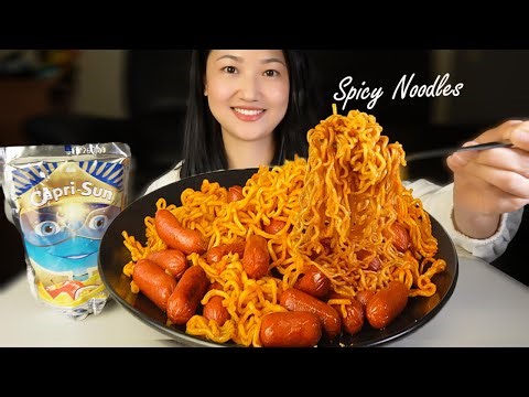 🌶️ 2x Spicy Current Noodles Challenge with Chicken Sausages | Nepali ASMR Mukbang
