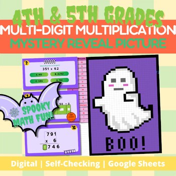 Halloween Multi-Digit Multiplication Mystery Picture | Digital Self-Checking Mat