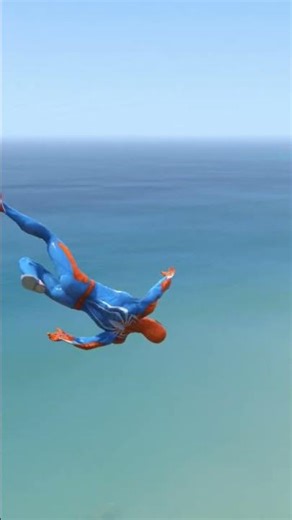 GTA 5 Spider-Man Rainbow Motorcycle Mega Ramp Jump & Epic Fall Ep.659 #shorts