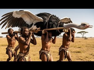 An Epic Prehistoric Encounter: Homo Habilis Meets the Giant Ostrich Ancestor for the First Time
