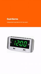 HANNLOMAX HX-146CR Alarm Clock Radio, Bluetooth, USB Charge/MP3 (Silver) | FM Radio Digital Clock, Dual Alarm, 1.2” Green LED Display, USB Ports for 2.4A & 1A Charge and MP3 Playback