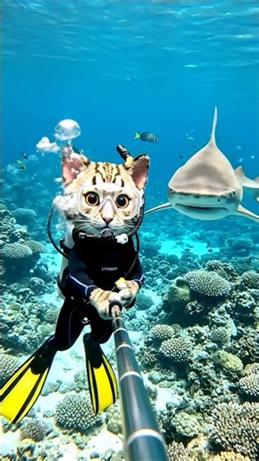 Cat Selfie with Shark