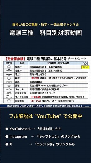 電験三種【理論】電気回路図の主な図記号【ショート#07】