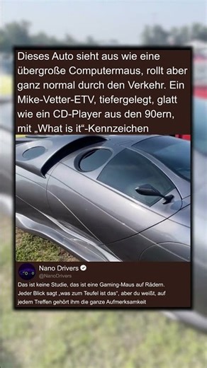 Dieses Auto sieht aus wie eine Computermaus auf Rädern