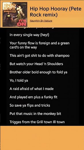 Hip Hop Hooray (Pete Rock remix) Naughty By Nature verse 1 #rap #hiphop #music #lyrics #shorts