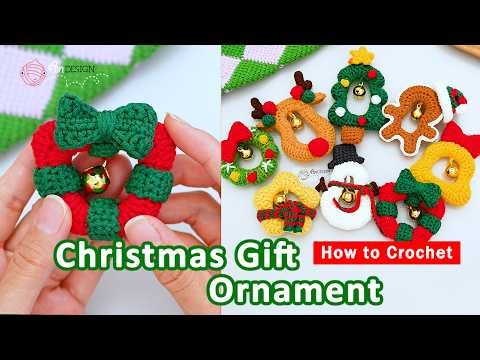 DIY Crochet Gift Box Ornament🎁 ✨ Perfect for Christmas Tree!