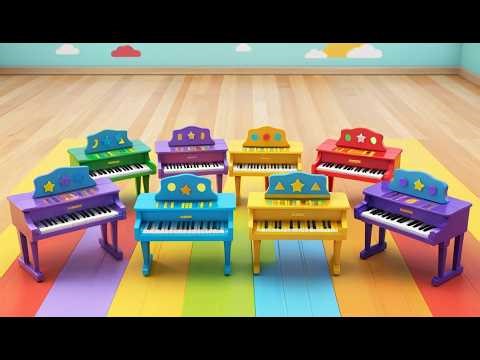 Six Little Toy Pianos Play Play Play | Musical Instruments & Counting Song for Kids