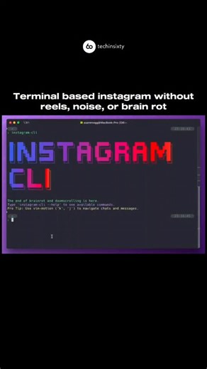 Techinsixty | AI | Apps | Web on Instagram: "Comment " cli " for link instagram-cli is an open source command line client for Instagram that lets you message, check updates, and browse essentials without getting pulled into endless scrolling. Built for developers and minimalists, it keeps Instagram fast, focused, and keyboard-first. Key Features • Terminal based Instagram experience • Direct messages with real time updates • View feed, stories, and notifications • Keyboard driven navigation for