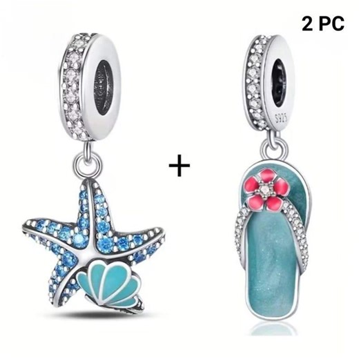 2pcs Silver Ocean Starfish Shell Luminous Pendant Fits Pandora 925 Sterling Silver Bracelet - Etsy
