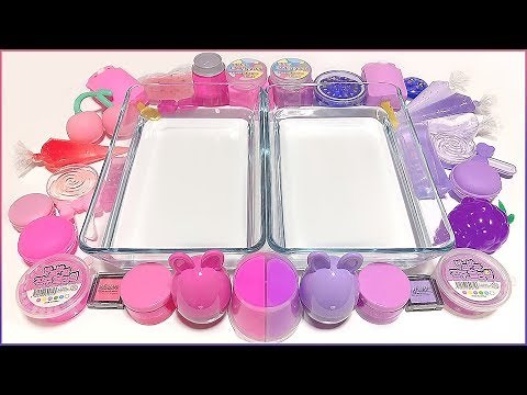 【ASMR】クリアスライムに大量のピンク・紫スライムを混ぜる🦄💕【どんな色に･･･？】