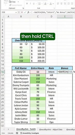 How to use Switch in Excel! #excel #nestedif #spreadsheet