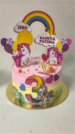 unicorn theme cake design | easy design for beginners | girl cake design #shorts #cake #baking