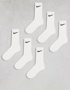 Nike Training Everyday Cushioned 6 pack crew socks in white | ASOS