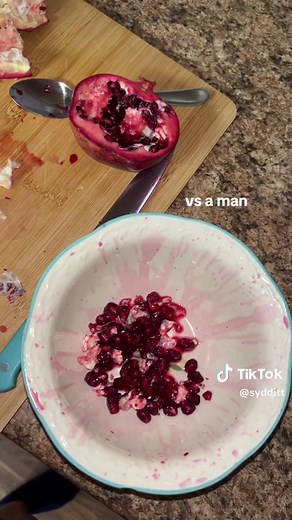 so he thought you’re supposed to get the seeds out with a spoon and to be fair I didnt correct him #pomegranate #pomegrantetheory #poetry