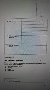 Activity 3: DanceTask: Elements of a dance lesson (8)Discus... | Filo