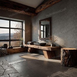 Handmade Live Edge Bathroom Vanity - Farmhouse Sink Cabinet With Mid-century Modern Rustic Charm, Solid Wood Custom - Etsy