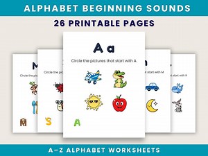 Alphabet Beginning Sounds Worksheets for Kids | A–Z Phonics Printable PDF - Etsy Australia