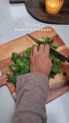 **FRESH CORIANDER STORAGE 2 WAYS** SAVE AND SHARE NOW Here are two ways to make your fresh coriander last longer, I use both methods depending on what I want to use the coriander for. METHOD 1. Fridge Storage - Wrap the unwashed coriander bunch in paper towels and keep it in a carrier bag in the fridge. This method is ideal for when recipes call for fresh coriander as a garnish or ingredient in the recipe, it's just like using coriander fresh from the garden. Any time you see yellowing/rotten le