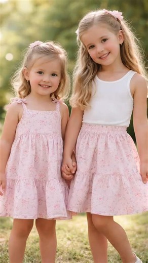 Cutest Twin Sisters in Matching Outfits! 👯‍♀️🌸 | Cute Baby Girls Reels #fashion #dress