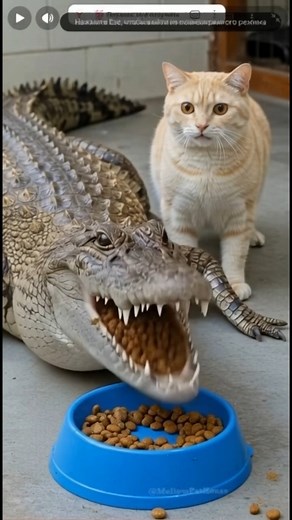 crocodile eats cat food #viral #surreal #trend#lol