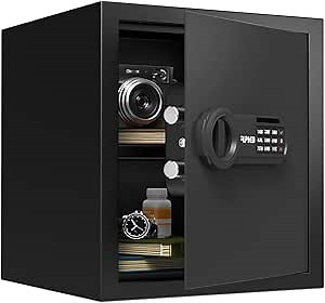 RPNB Deluxe Safe and Lock Box,Digital Keypad Safe Box,Steel Alloy Small Safes, Keypad Lock,Perfect for Home Office Hotel Business Jewelry Cash Use Storage,1.2 Cubic Feet