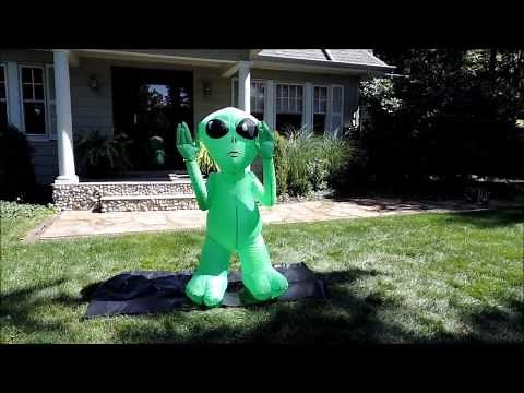 Morbid Airblown Halloween Inflatable - Lighted Green Alien - 5 Ft Tall.