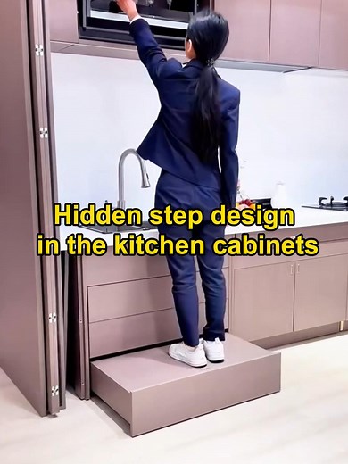 Smart Kitchen Design with Space-Saving Step Stool