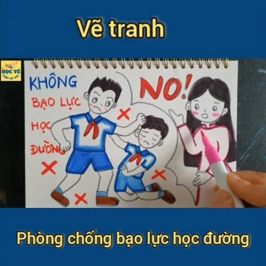Tranh vẽ bạo lực học đường đẹp | Tranh áp phích phòng chống bạo lực học đường