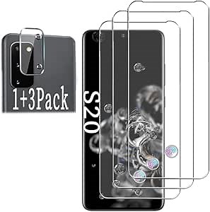 3 Pack for Samsung Galaxy S20 Screen Protector, 1 Pack Camera Lens Protector, Easy Installation, 3D Glass 9H Scratch-Resistant HD Clear Tempered Glass Screen Protector Galaxy S20 Screen Protector