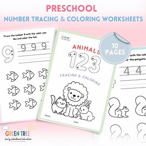 Arbeitsblätter zum Nachfüllen und Ausmalen für die Vorschule 1-9 | Zählen Printables für Kinder - Etsy.de