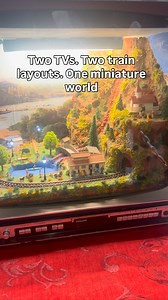 Two TVs. Two miniature train worlds. 🚆📺 Which one would you watch? #ModelTrains #MiniatureWorld #TrainLayout #ModelRailroad #ScaleModel TrainLovers | ModelTrain HO