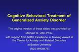 Cognitive Behavioral Treatment For Generalized Anxiety Disorder