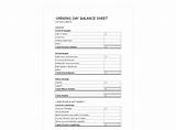 Opening Day Balance Sheet Template Images