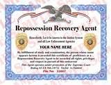 Pictures of Fugitive Recovery Agent Certificate