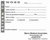 Printable Doctors Note For Work Free Pictures