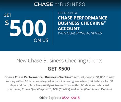 Pictures of Chase Performance Business Checking $500