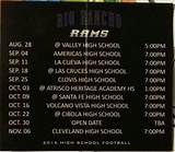 University High School Football Schedule