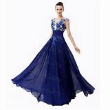 Long Blue Dress With Flowers Pictures