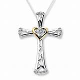 Images of Sterling Silver Diamond Cross Necklace