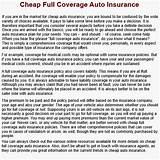 Cheap Full Coverage Car Insurance Pictures