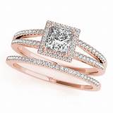 Images of Rose Gold Princess Cut Halo Engagement Ring