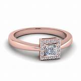 Rose Gold Princess Cut Halo Engagement Ring Pictures
