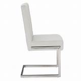 White Leather Stainless Steel Dining Chairs
