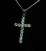 Sterling Silver Diamond Cross Necklace Photos