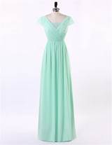 Pictures of Cheap Long Mint Green Dresses