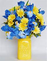 Blue And Yellow Flower Arrangements Photos
