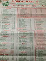 The Great Wall Chinese Restaurant Menu Pictures