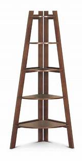 Wooden Corner Ladder Shelves