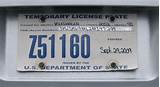 Images of Indiana Temporary License Plate